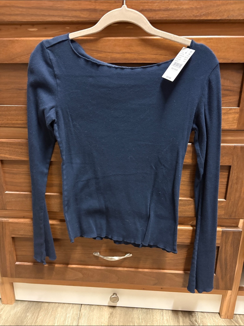 Brandy Melville NWT Navy Blue Boatneck Long Sleeve Shirt
